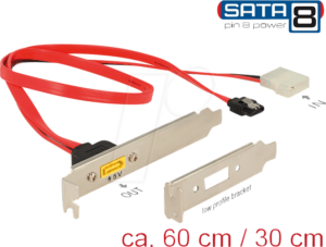 DELOCK 84949 - Slotblech SATA 6 Gb/s Buchse + Molex 2 pin  > SATA Stecker
