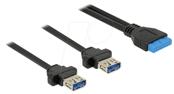 DELOCK 85244 - USB 3.0 Kabel Pfostenbuchse auf 2x USB 3.0 A Buchse
