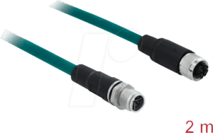 DELOCK 85422 - Netzwerkkabel M12 Stecker 8 Pin X-kodiert > M12 Buchse TPU 2 m