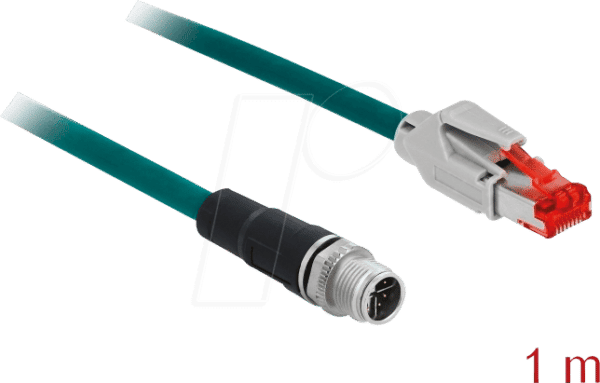 DELOCK 85425 - Netzwerkkabel M12 Stecker 8 Pin X-kodiert > RJ45 Stecker PVC 1 m