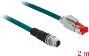 DELOCK 85426 - Netzwerkkabel M12 Stecker 8 Pin X-kodiert > RJ45 Stecker PVC 2 m