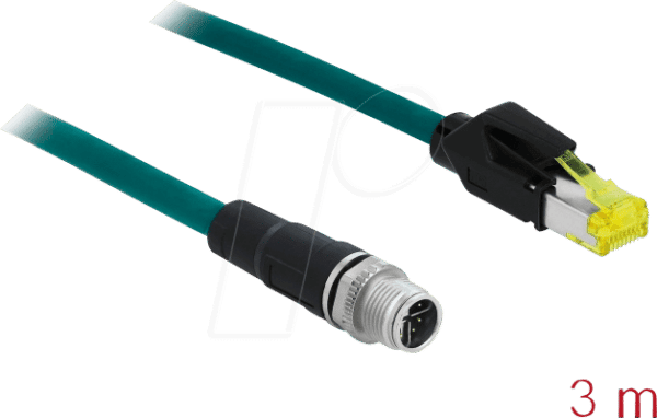 DELOCK 85431 - Netzwerkkabel M12 Stecker 8 Pin X-kodiert > RJ45 Stecker 3 m