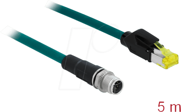 DELOCK 85432 - Netzwerkkabel M12 Stecker 8 Pin X-kodiert > RJ45 Stecker 5 m