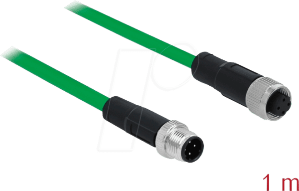 DELOCK 85433 - Netzwerkkabel M12 Stecker 4 Pin D-kodiert > M12 Buchse TPU 1 m