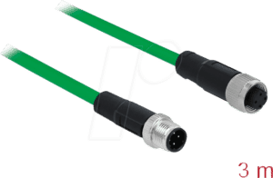 DELOCK 85435 - Netzwerkkabel M12 Stecker 4 Pin D-kodiert > M12 Buchse TPU 3 m