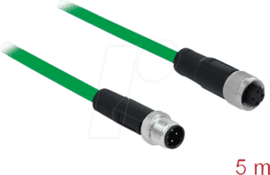 DELOCK 85436 - Netzwerkkabel M12 Stecker 4 Pin D-kodiert > M12 Buchse TPU 5 m