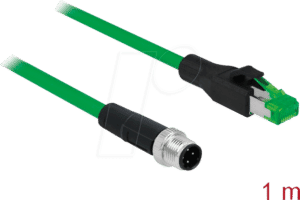 DELOCK 85437 - Netzwerkkabel M12 Stecker 4 Pin D-kodiert > RJ45 Stecker PVC 1 m