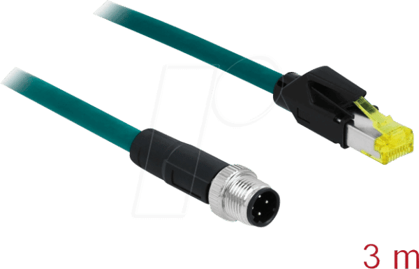 DELOCK 85443 - Netzwerkkabel M12 Stecker 4 Pin D-kodiert > RJ45 Stecker 3 m