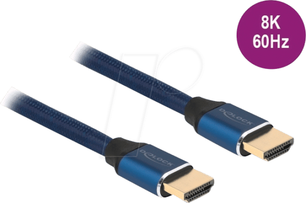 DELOCK 85446 - Ultra High Speed HDMI Kabel 48 Gbps 8K 60 Hz blau 1 m zertifizie