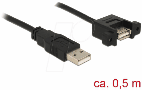 DELOCK 85461 - Einbau-Kabel USB 2.0 A Stecker > USB 2.0 A Buchse