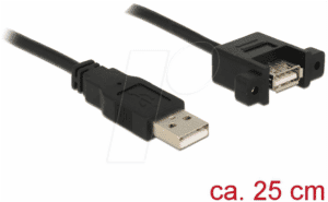 DELOCK 85462 - Einbau-Kabel USB 2.0 A Stecker > USB 2.0 A Buchse