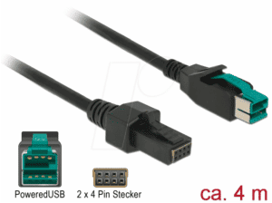 DELOCK 85485 - PoweredUSB Kabel Stecker 12V > 2x 4 Pin