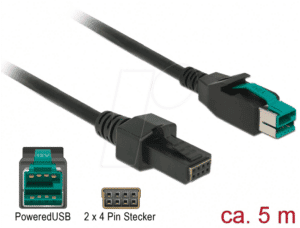 DELOCK 85486 - PoweredUSB Kabel Stecker 12V > 2x 4 Pin