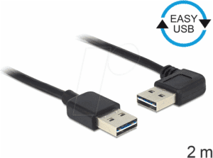 DELOCK 85557 - Kabel EASY USB 2.0-A Stecker gewinkelt > Stecker 2 m