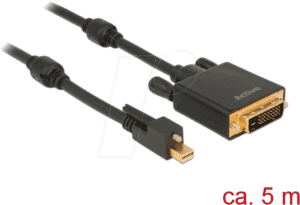 DELOCK 85637 - Kabel aktiv miniDisplayPort 1.2 Stecker > DVI 24+1 Stecker 5 m