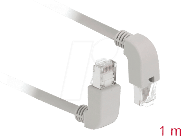 DELOCK 85871 - Patchkabel Cat.6A S/FTP oben/unten gewinkelt 1m