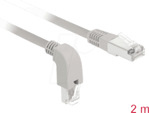 DELOCK 85875 - Patchkabel Cat.6A S/FTP unten gewinkelt/gerade 2m