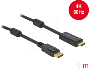 DELOCK 85955 - Aktives DP 1.2 zu HDMI Kabel 4K 60 Hz 1 m