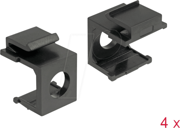DELOCK 86403 - Keystone Abdeckung schwarz mit Durchführung 8 mm 4 Stück
