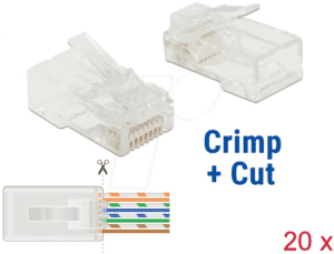 DELOCK 86451 - Netzwerk RJ45 Crimp+Cut Stecker Cat.5e UTP 20 Stück