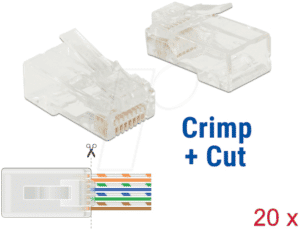 DELOCK 86453 - Netzwerk RJ45 Crimp+Cut Stecker Cat.6 UTP 20 Stück