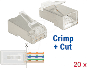 DELOCK 86454 - Netzwerk RJ45 Crimp+Cut Stecker Cat.6 STP 20 Stück