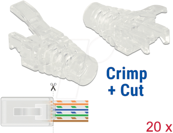 DELOCK 86455 - Netzwerk RJ45 Crimp+Cut Stecker Knickschutz 20 Stück