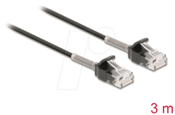 DELOCK 87020 - Patchkabel RJ45 Cat.6a UTP mit Knickschutz 3 m schwarz