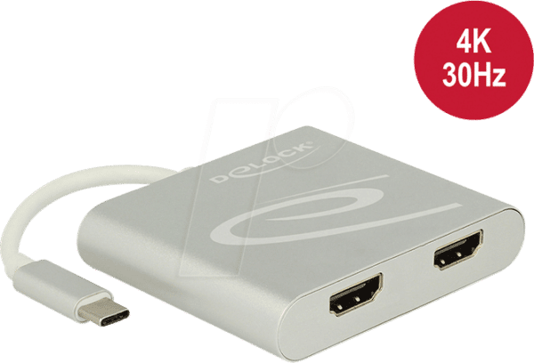 DELOCK 87715 - Splitter USB Type-C Stecker > 2x HDMI Buchse DP-Alt Mode