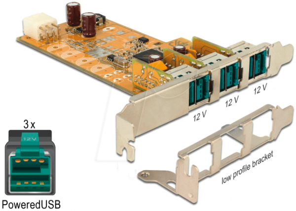 DELOCK 89656 - Delock PoweredUSB PCI Express Karte 3 x 12 V