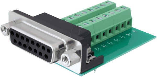 DELOCK 65274 - Sub-D 15 Pin Buchse > Terminalblock 16 Pin