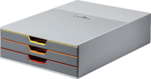 DURABLE 760327 - Ordnungsbox mit 3 farbigen Schubladen