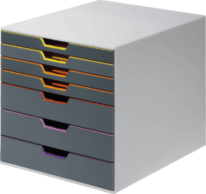 DURABLE 760727 - Ordnungsbox mit 7 farbigen Schubladen