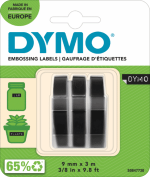 DYMO 0847730 - DYMO Prägeband / Prägeetikett 9mm 3 Stück schwarz