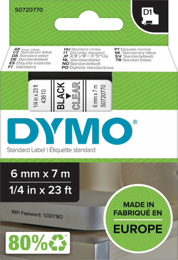 DYMO D1 43610 - DYMO D1 Schriftband