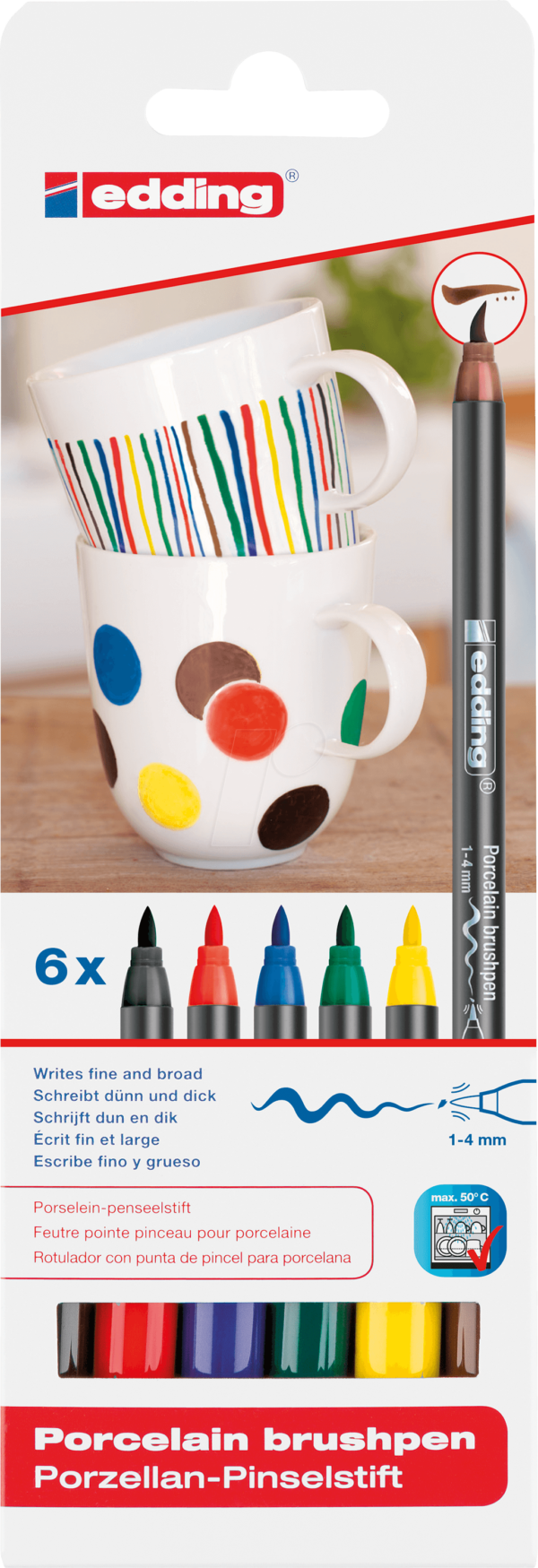 EDDING 4200/6S - Porzellan Pinselstift 6er Set  Farbkombination ''family''