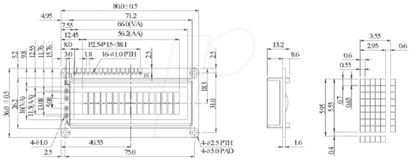 LCD-PM 2X16-6 H - LCD-Modul