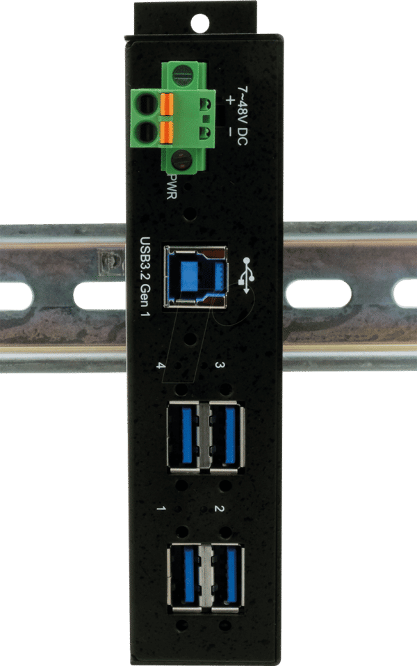 EXSYS 1185HMVS-2 - 4-Port Metall USB 3.2 Gen1 mit 15KV ESD/Din-Rail