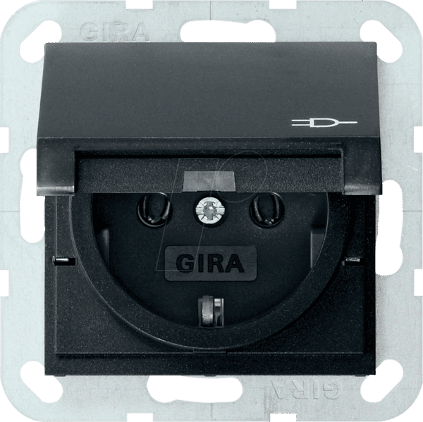 GIRA55 SKSK SW - Schutzkontaktsteckdose mit Klappdeckel schwarz matt