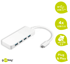 GOOBAY 66274 - USB-C Hub Adapter mit 4x USB 3.0