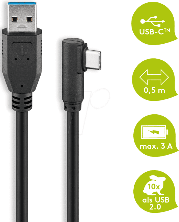 GOOBAY 66500 - Kabel USB 3.0 Typ-C > Typ-A 3.0 90°