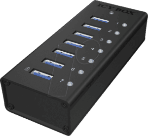 ICY IB-AC618 - USB 3.0 7-Port Alu Hub mit Netzteil