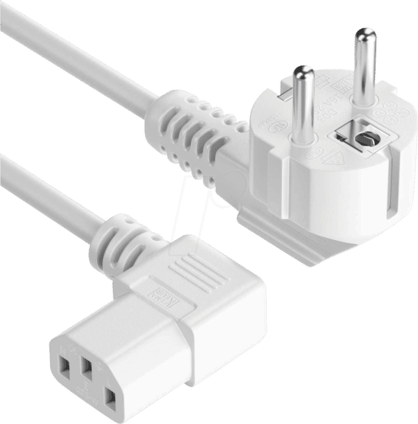 PURE NK2002-030R - Schutzkontakt Stecker 90° > IEC Buchse (C13) Weiß 3