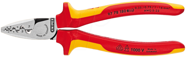 KN 97 78 180 - VDE- Crimpzange für Aderendhülsen