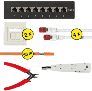LAN SET02 - Haus /- Büro Cat.6 Installationsset 02 - 50 Meter
