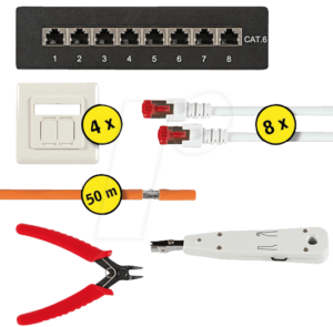LAN SET03 - Haus /- Büro Cat.6 Installationsset 03 - 50 Meter