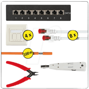 LAN SET04 - Haus /- Büro Cat.6 Installationsset 04 - 100 Meter