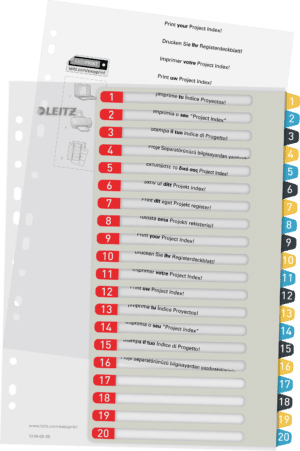 LEITZ 12490000 - Cosy PC-beschriftbares Register PP 1-20