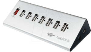 LOGILINK UA0225 - ALUMINIUM USB 2.0 HUB 7+1 Schnelladeport