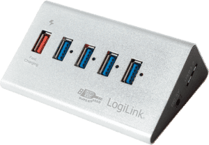 LOGILINK UA0227 - ALUMINIUM USB 3.0 HUB 4+1 Schnelladeport